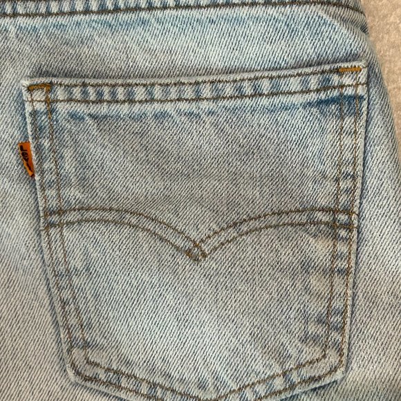 Levi's 505 High Rise Denim Shorts Distressed Light Blue Cuttoffs - Picture 5 of 6